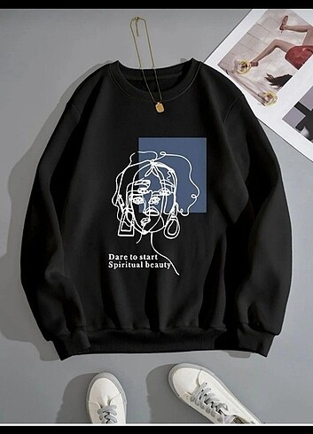 SİYAH BEAUTY BASKILI SWEAT 