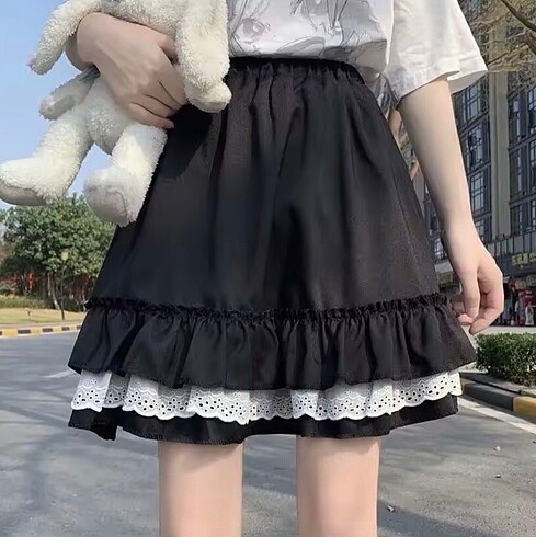 m Beden siyah Renk goth lolita etek
