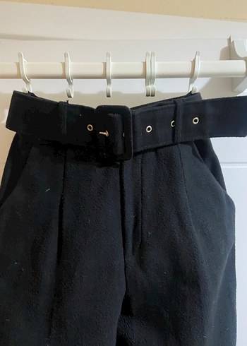 Diğer Kadın Siyah Kemerli Keten Kumaş Pantolon