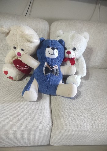 Mavi Yumuşak Peluş Ayı Oyuncak  3 tane - Görsel 2