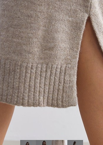 Bej Yün Kadın Triko Elbise - Görsel 3