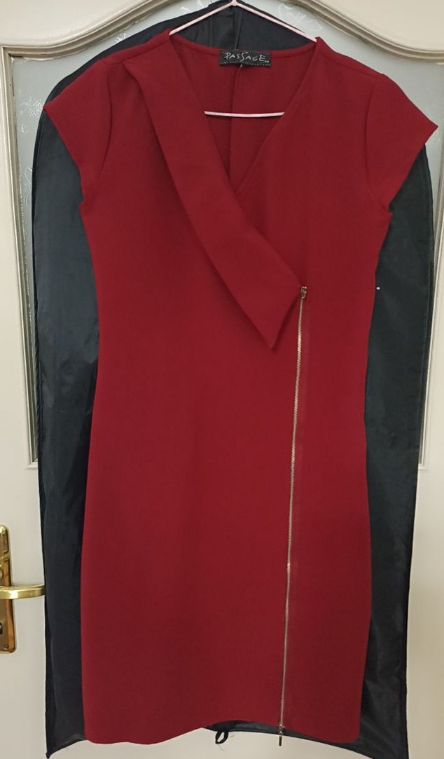 Kırmızı Fermuarlı Ceket Elbise - Görsel 2