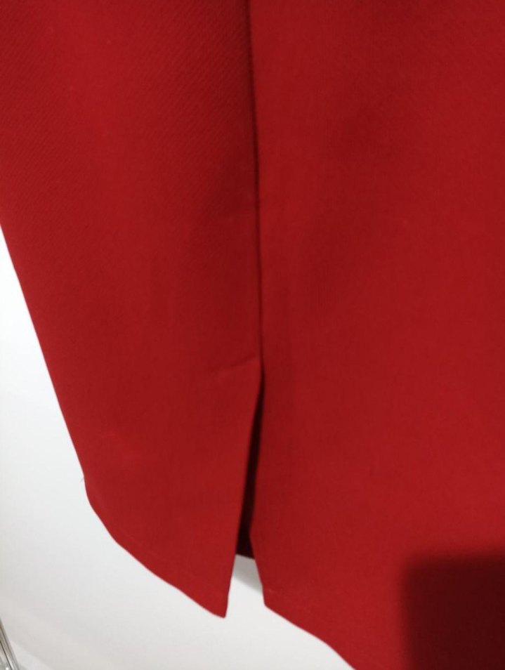 Kırmızı Fırfırlı Midi Elbise - Görsel 3