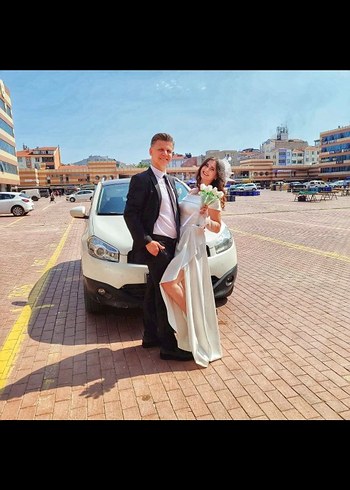 Modern Klasik Beyaz A Kesim mikah elbisesi - Görsel 5