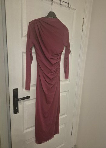 Kadın Bordo Uzun Drapeli Elbise - Görsel 3