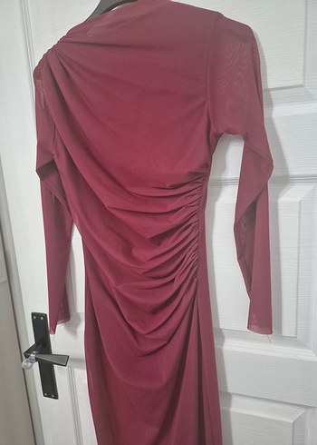 Kadın Bordo Uzun Drapeli Elbise - Görsel 8