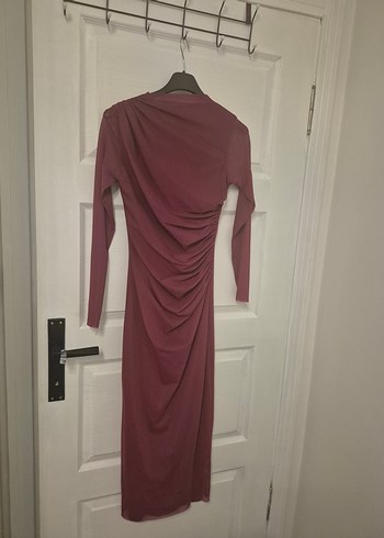 Kadın Bordo Uzun Drapeli Elbise - Görsel 2