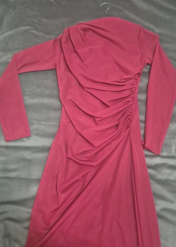 Kadın Bordo Uzun Drapeli Elbise - Görsel 11