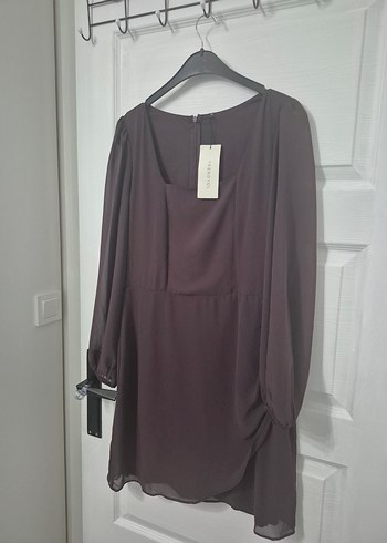 mor kare yaka elbise - Görsel 2