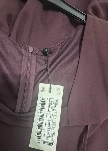 mor kare yaka elbise - Görsel 5