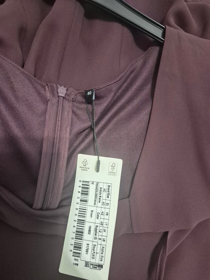 mor kare yaka elbise - Görsel 5