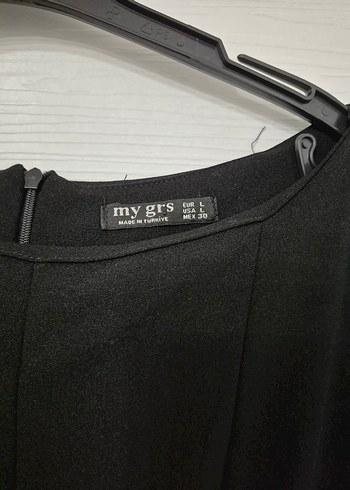 Siyah V Yaka Kısa Kollu Midi Elbise - Görsel 5