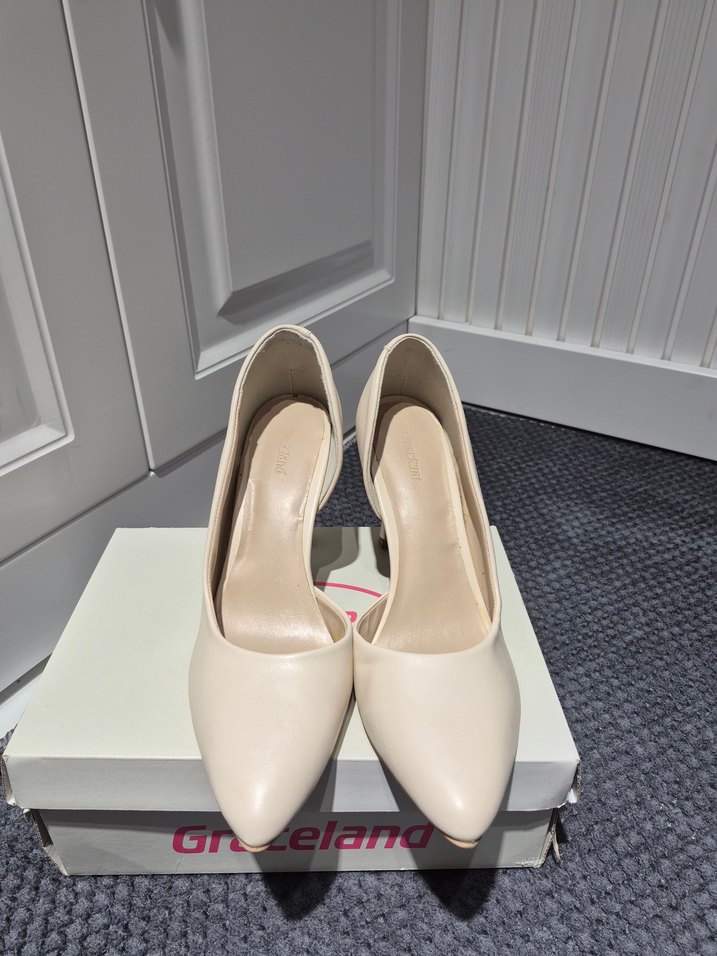 Bej Modern Klasik Kadın Topuklu Stiletto - Görsel 5