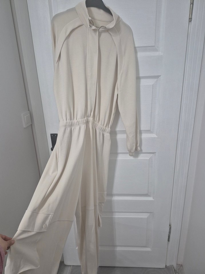 Bej Uzun Kollu Kadın Tulum - Görsel 2