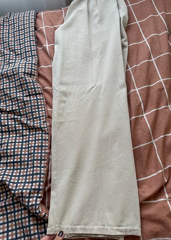 Bej Bol Kesim Kadın Keten Pantolon - Görsel 5