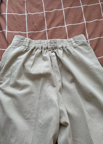 Bej Bol Kesim Kadın Keten Pantolon - Görsel 4