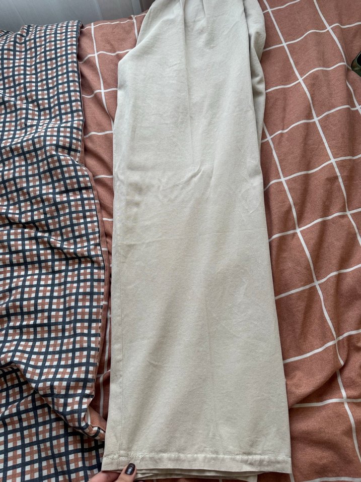 Bej Bol Kesim Kadın Keten Pantolon - Görsel 5