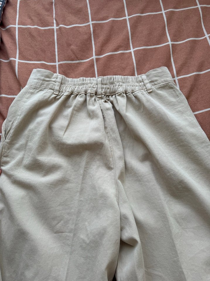 Bej Bol Kesim Kadın Keten Pantolon - Görsel 4