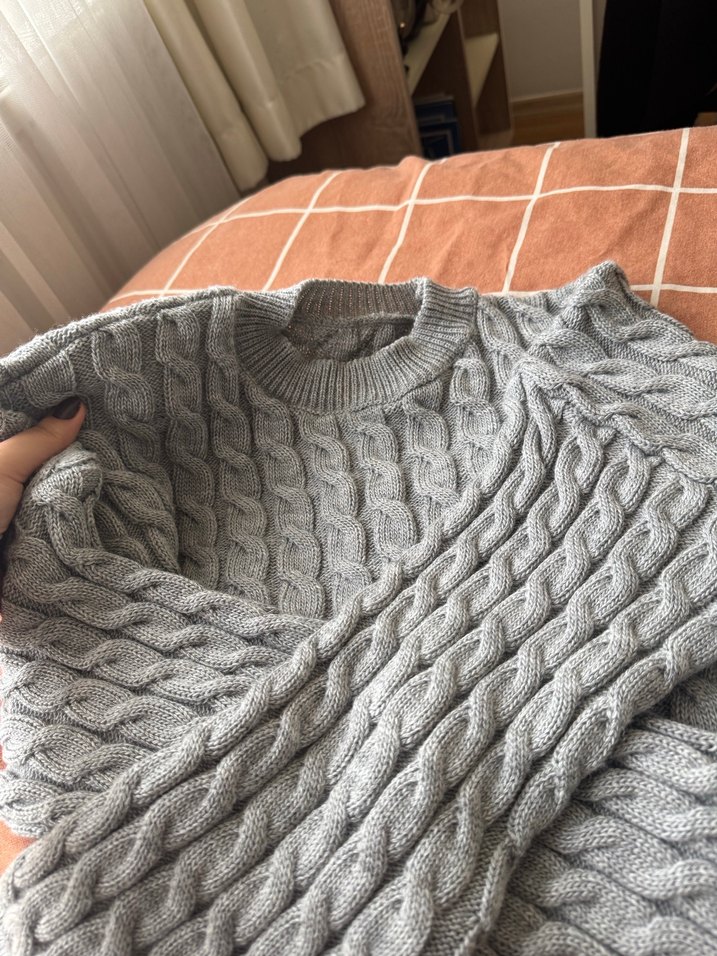 Gri Örgü Kadın Kazak - Görsel 2