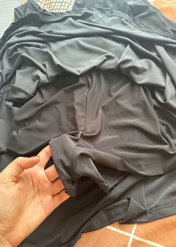 Siyah V Yaka Midi Drapeli Elbise - Görsel 5