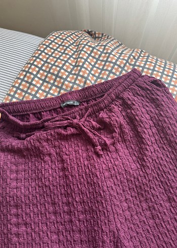 Bordo Örgü Kadın Rahat Kesim Pantolon - Görsel 2