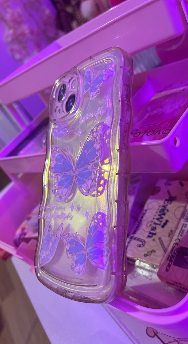 Şeffaf Mor Kelebekli Telefon Kılıfı - Görsel 4