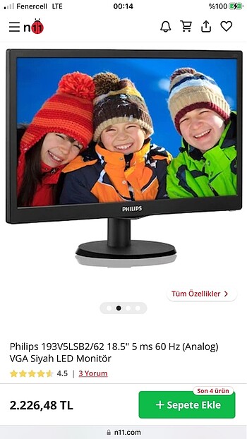 Monitör sorunsuz çalışıyor