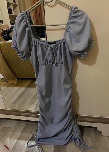 Trendyol & Milla Bebe mavisi yanları büzgülü elbise
