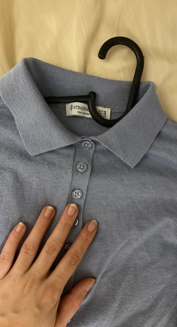 Mavi polo yaka ince tirko - Görsel 2