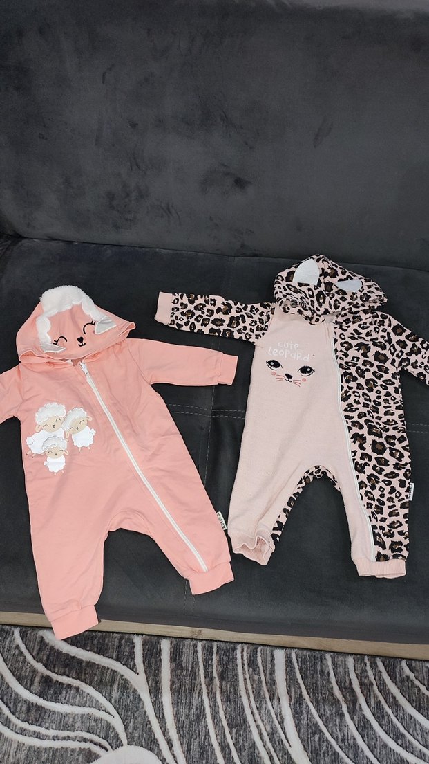 Pembe Leopar Desenli Bebek Tulum ikili - Görsel 2