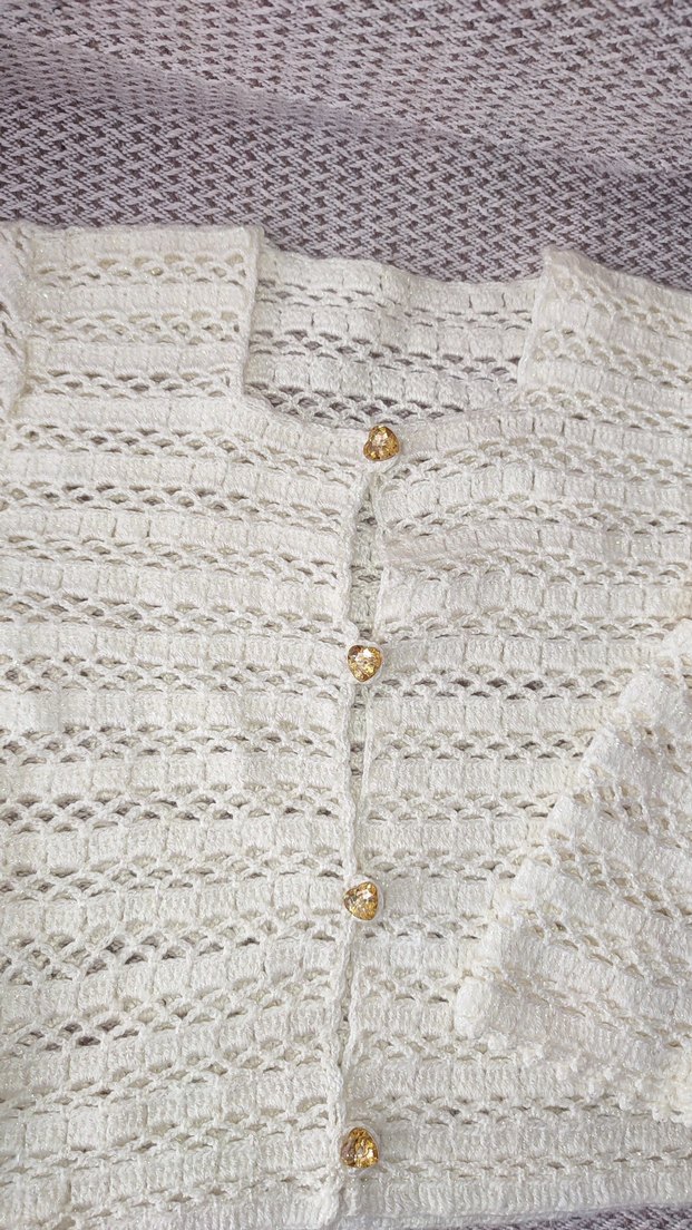 Kız Çocuk krem Örgü Hırka - Görsel 2