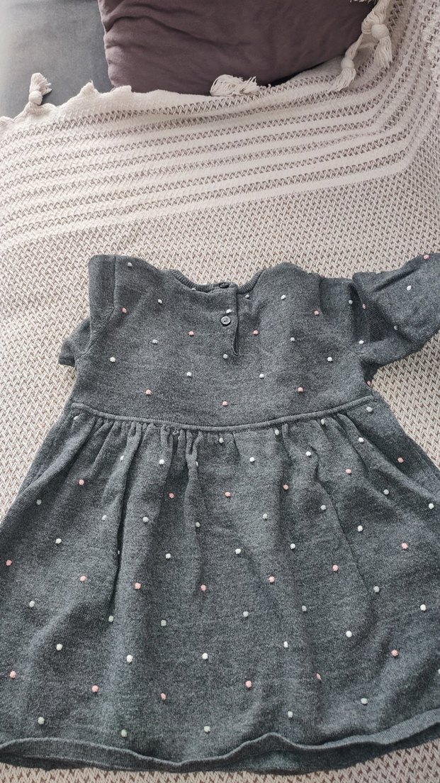 Kız Çocuk Gri Triko Elbise - Görsel 3