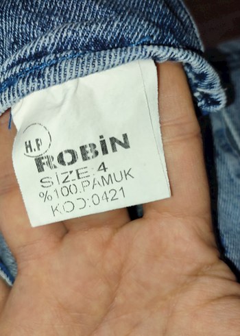 Kız Çocuk Mavi Nakışlı Kot Salopet - Görsel 3