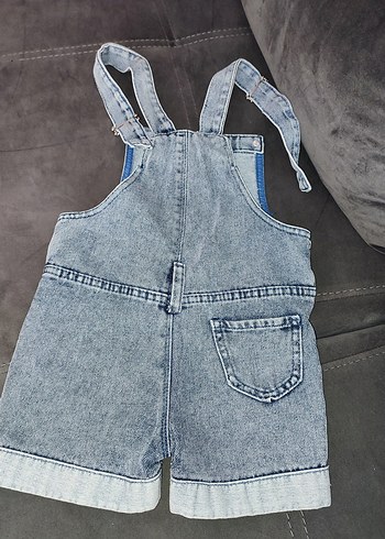 Kız Çocuk Mavi Nakışlı Kot Salopet - Görsel 2