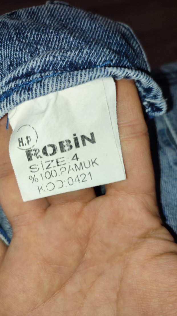 Kız Çocuk Mavi Nakışlı Kot Salopet - Görsel 3