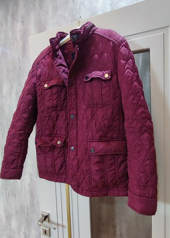 Bordo Düğmeli Erkek Mont - Görsel 2