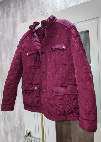 Bordo Düğmeli Erkek Mont - Görsel 3