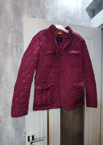 Bordo Düğmeli Erkek Mont - Görsel 4