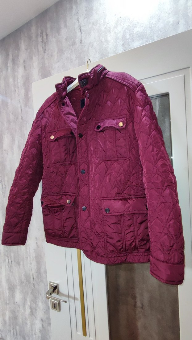 Bordo Düğmeli Erkek Mont - Görsel 3