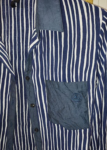 Çizgili Kadın Gömlek - Görsel 3