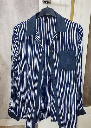 Çizgili Kadın Gömlek - Görsel 2