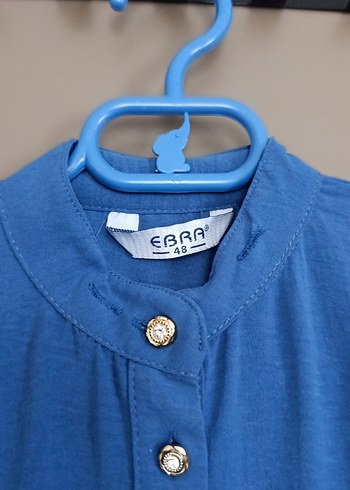 Düğmeli Mavi Kadın Midi Tunik - Görsel 5