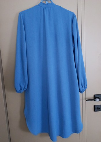 Düğmeli Mavi Kadın Midi Tunik - Görsel 6