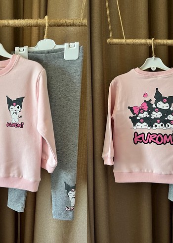 Kız Çocuk Pembe Kuromi Baskılı Pamuklu Takım