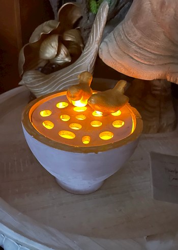 Lotus kuşlu mumluk vazo lila