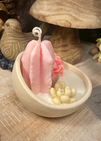Tasarımcı Pembe Pastel Dekoratif Mum