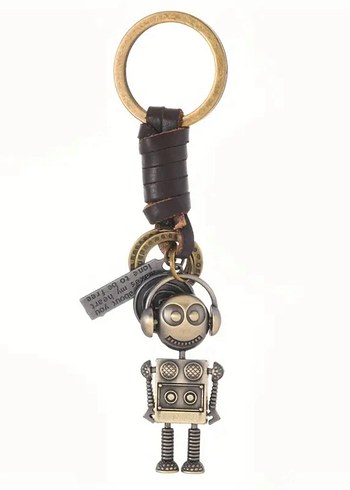 Beden Renk Altın Renkli Rock Punk Robot Anahtarlık