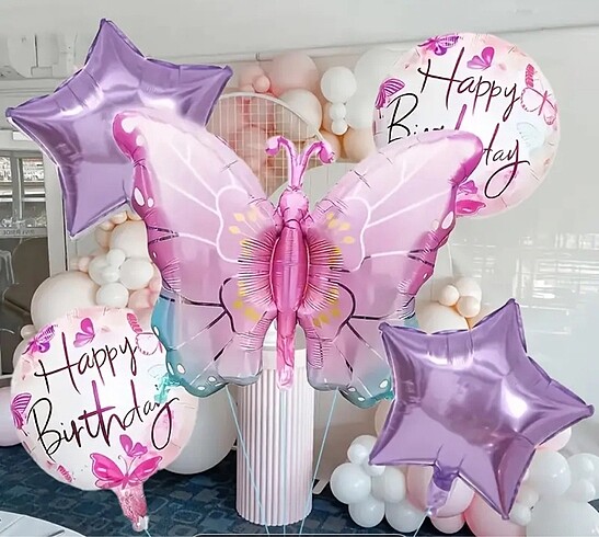 5 Adet Kelebek Folyo Balon Seti