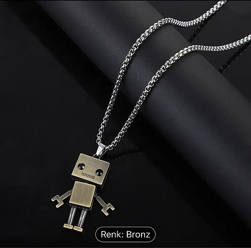 Yeni Punk Mekanik Tarzı Bronz Renk Robot Kolye