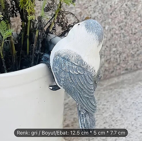  Beden gri Renk Bohem Tarzı Gri Reçine Kuş Saksı Süsü